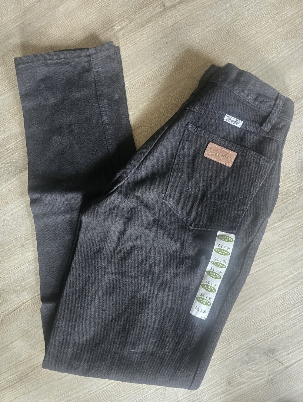 VTG Wrangler Black Denim Jeans Relaxed Fit Sz 5/6 X 34